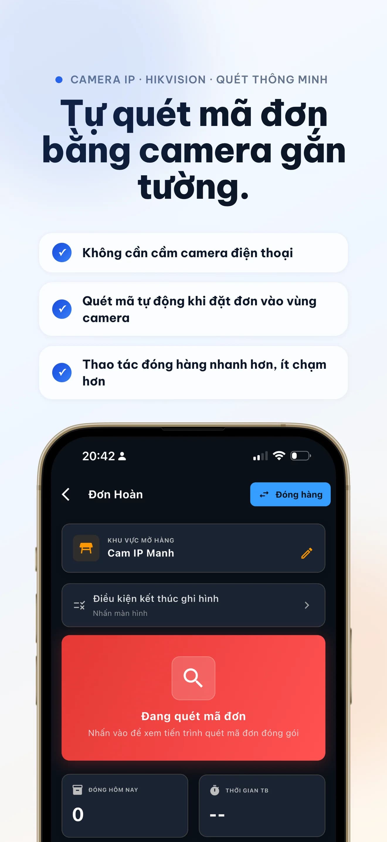 Màn hình quét mã với camera