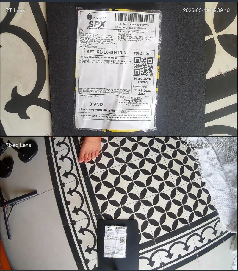 Hình ảnh thật quay 2 góc nhìn từ camera của packlog